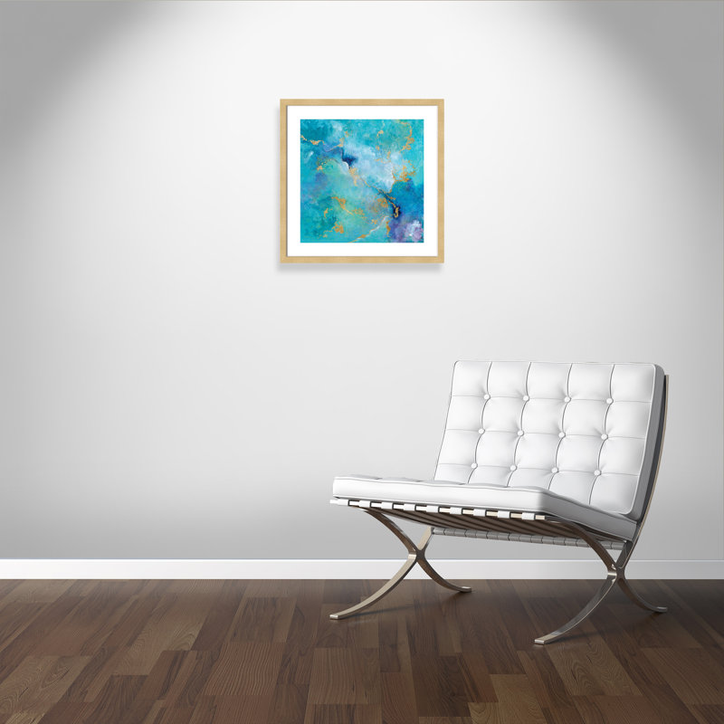 Golden Edge I - peinture encadrée, Encadrement champagne, H 24 po x l 24 po x P 2 po