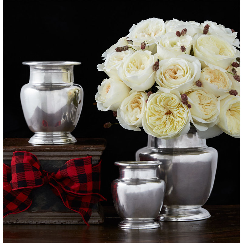 Silver Metal Table Vase, 6.6"  x 4"  x 4" 