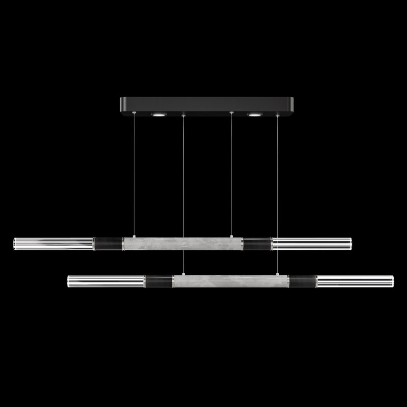 Antonia 71"W Linear Pendant, Nickel/Black/Smoke