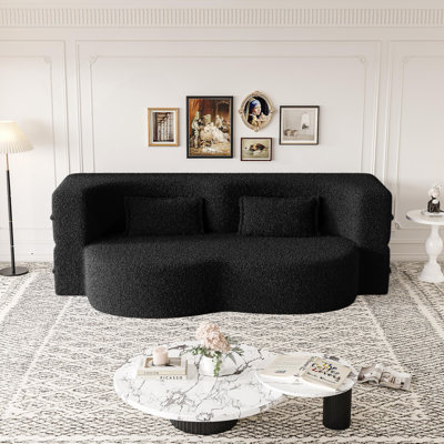 Modern Convertible Floor Sofa With Free Pillows, Foam-Filled Sleeper Sofa Bed For Living Room, Guest Bed, And Playroom, No Assembly Required