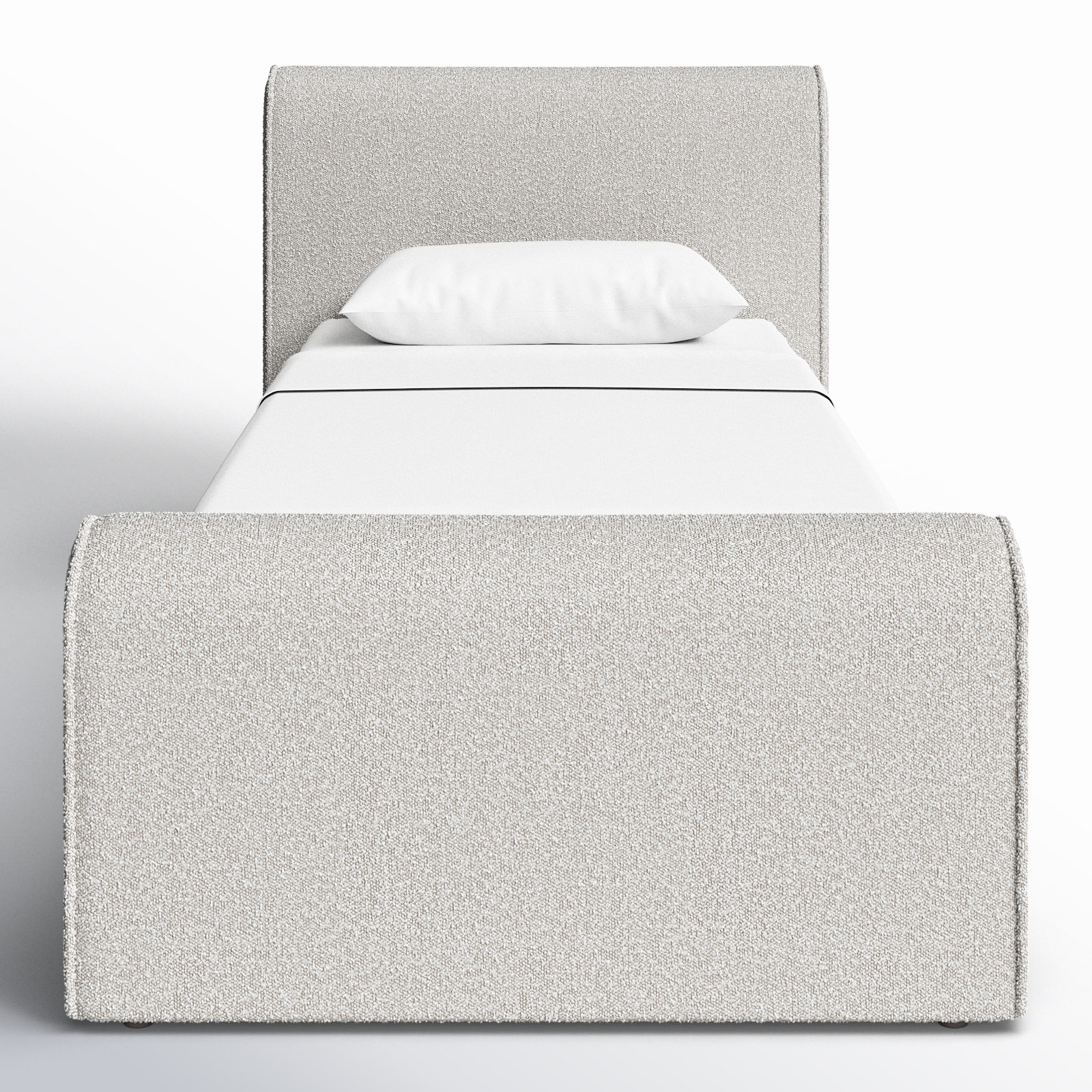 Chaylin Platform Bed, Cream Boucle Fabric, Twin
