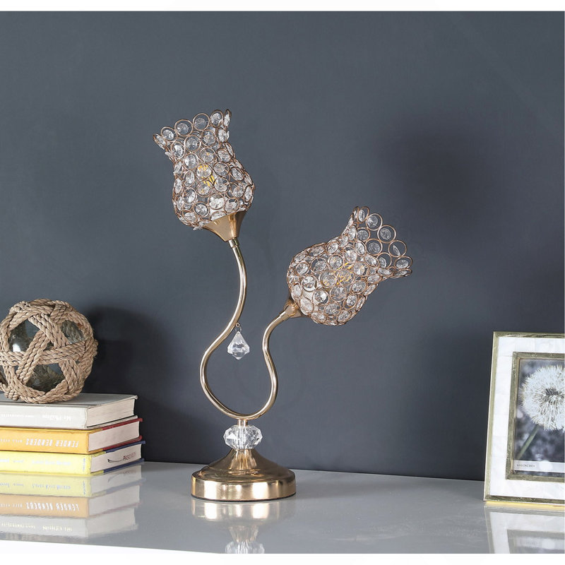 Lampe de table en métal or rose 18,75 "Trompette Glam
