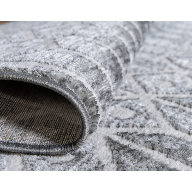 Tapis géométrique gris / ivoire Patric, Rectangle 4 pi 1 po x 6 pi 1 po