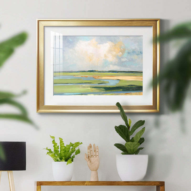 " Pastel Horizon II ", Framed Print with Mat, 30.5" H x 42.5" W, Gold
