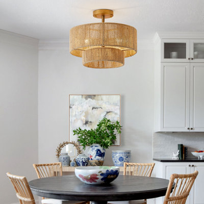 Plafonnier semi-encastré 3 lumières Coastal Jute