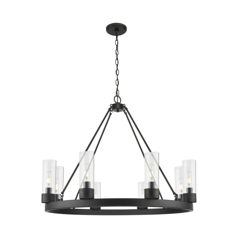 Jaiwan - Lustre 6 lumières avec abat-jour, Clair, Nickel poli