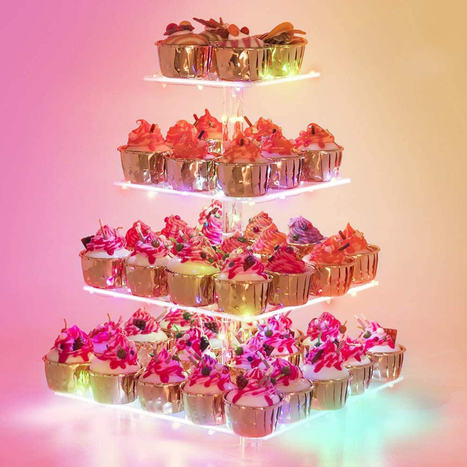 Présentoir à Gâteaux 4 Niveaux Doré – Support Pilier 17 Pouces, Fête, Neuf