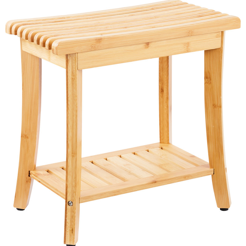 Shower Stool With 330 Lbs Load - Bearing, Rot Proof Coating, Adjustable Rubber Foot Pads, Slatted Design For Quick Drying 19.1 X 11.3 18.3 Inches Bench, Rust 304 Stainless Steel Screws, Capacity,