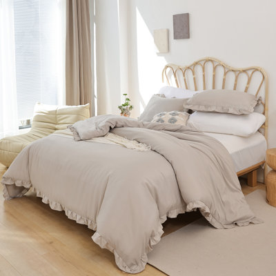 superfiber comforter set with all season ruffled three-piece