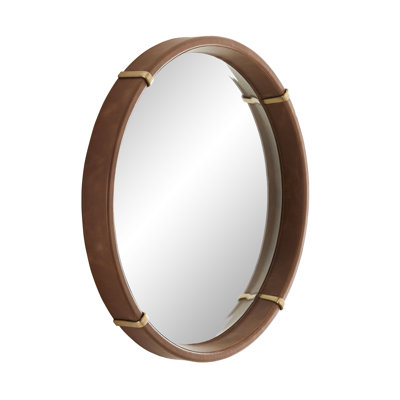 Edmund Round Leather Mirror