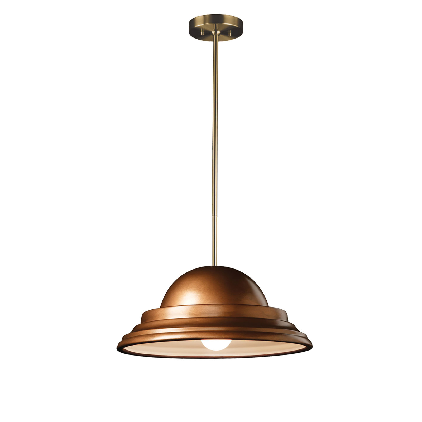 Leni Single Light Ceramic Dimmable Pendant, Antique Brass, Antique Copper, Yes