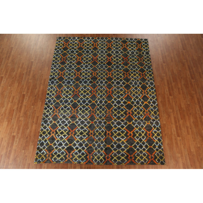 Tapis oriental géométrique marocain noué à la main 9 x 11