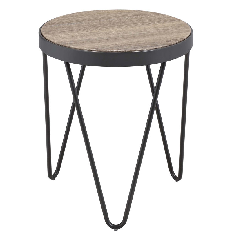 Table de bout en chêne gris patiné et noir patiné