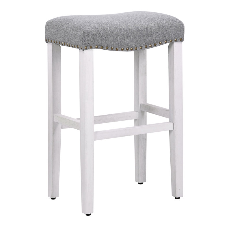 Tabouret de bar et de comptoir Jameson (ensemble de 2), Tabouret de bar (siège d'une hauteur de 29 po), Blanc / gris, 2