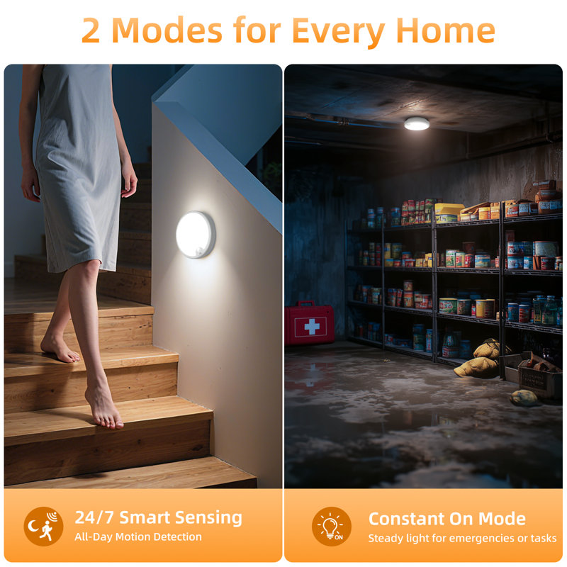 4 Pack Motion Sensor LED Ceiling Light Fixture Battery Operated, 6000K Cool White, Wireless Hallway Lighting for Pantry Laundry Room Garage Shed Home Safety, 7 Inch(Battery Not Included)