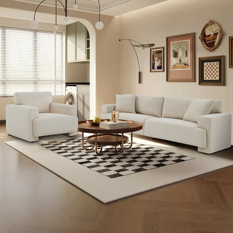 Ives 90" Upholstered Sofa, Cream Performance