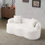 Canapé courbé blanc avec accoudoir rond, canapé à compression avec 2 coussins, canapé crème pour petit espace, salon, chambre à coucher, sans assemblage-384302679