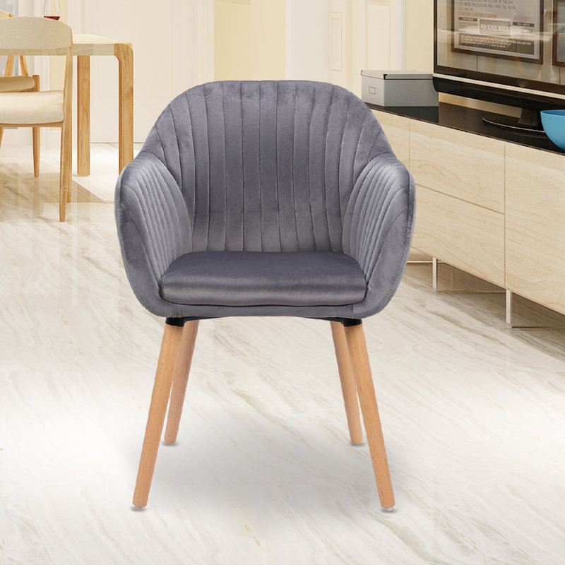 Mirakel 47cm H Velvet Upholstered Armchair, Dark Grey