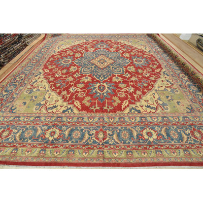 One-of-a-Kind Rectangle 16'3" X 17' New Age Wool Area Rug in Blue/Red