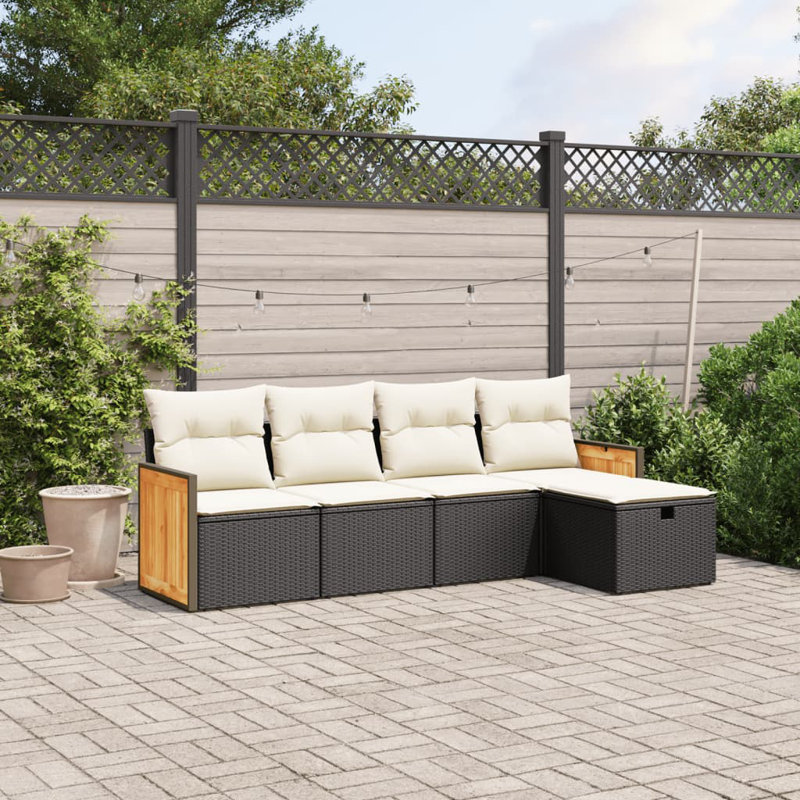 Vidaxl Garden Sofa Set Black, Cream White