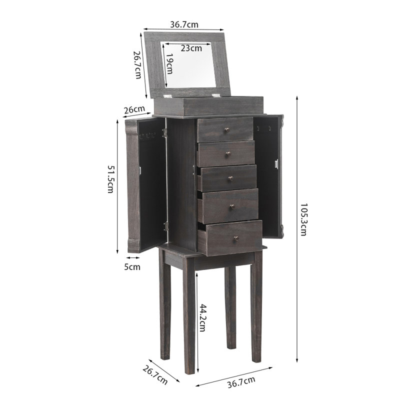 Armoire à bijoux Abbie-Rose, Gris