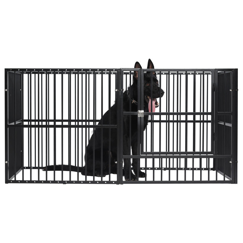 Heavy Duty Black Metal Dog Playpen with Lockable Door