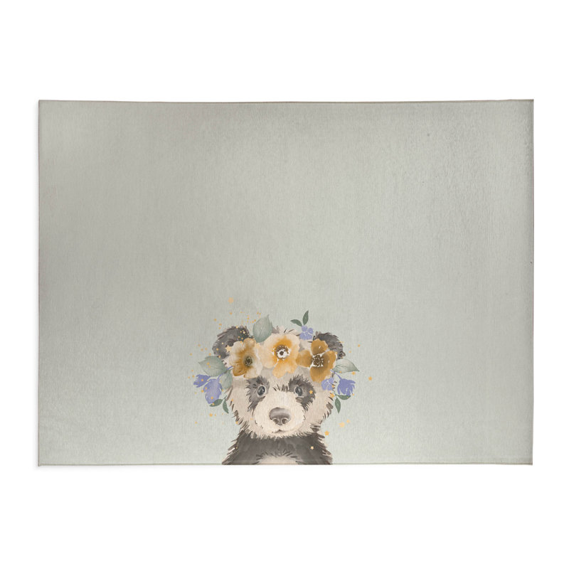 Panda Kids Play Mat, Rectangle 3' x 5', Sage