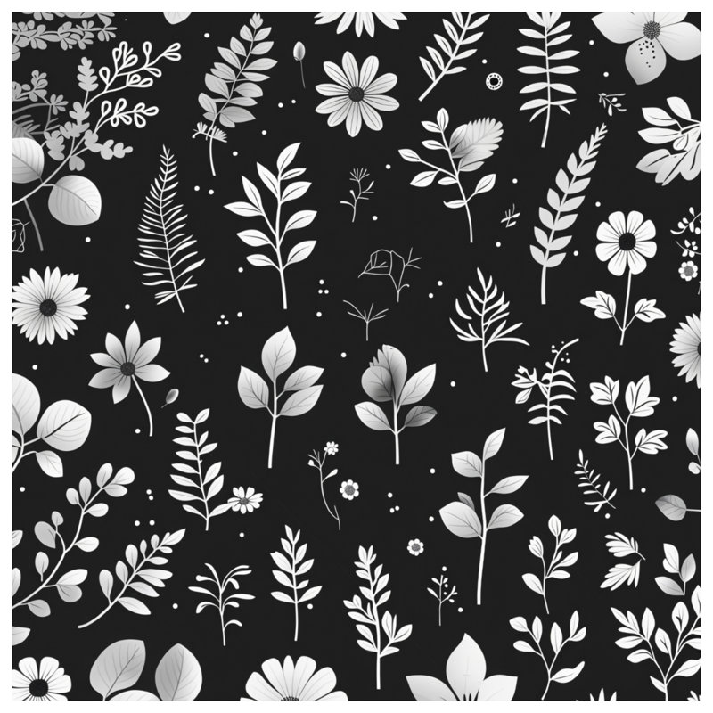 Rideau de douche noir floral, L 70 po x H 84 po