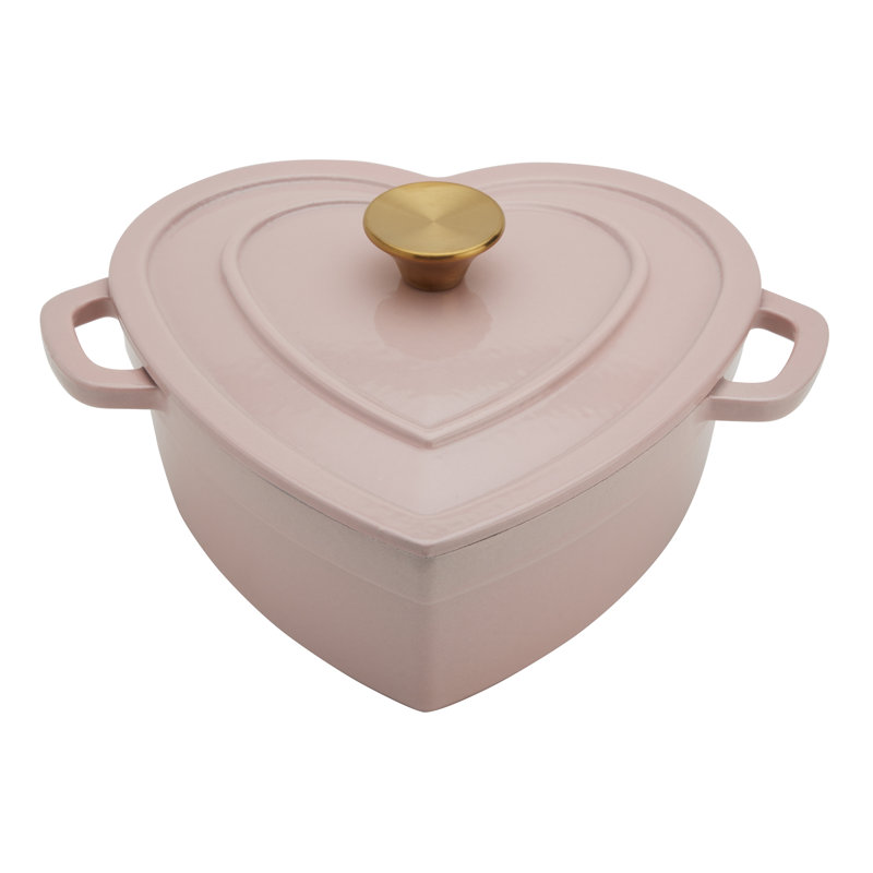 Four en forme de cœur en fonte émaillée 3 pintes Smith & Clark, rose, Rose, 3 pintes