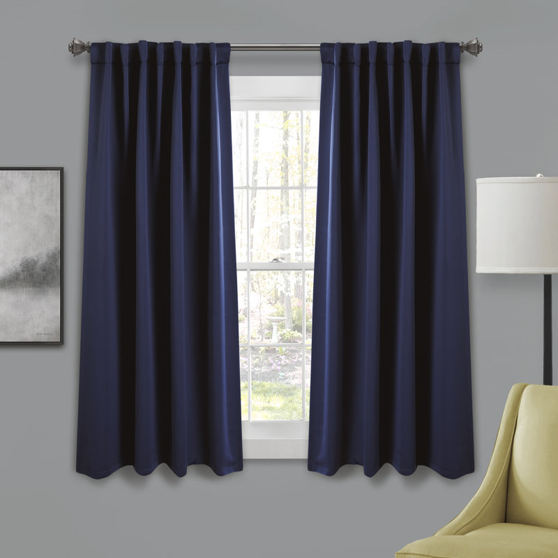 Panneaux de rideaux thermiques et occultants de couleur unie avec languette de suspension arrière Lush Decor, Bleu marine