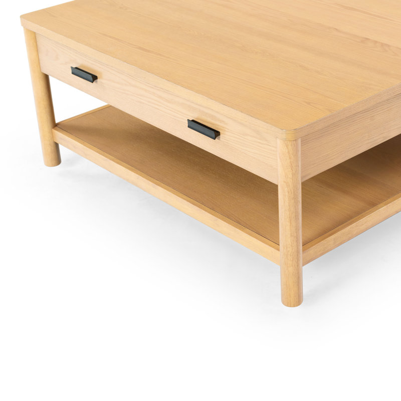 Jaylessa Wood 1 Drawer Coffee Table, Natural