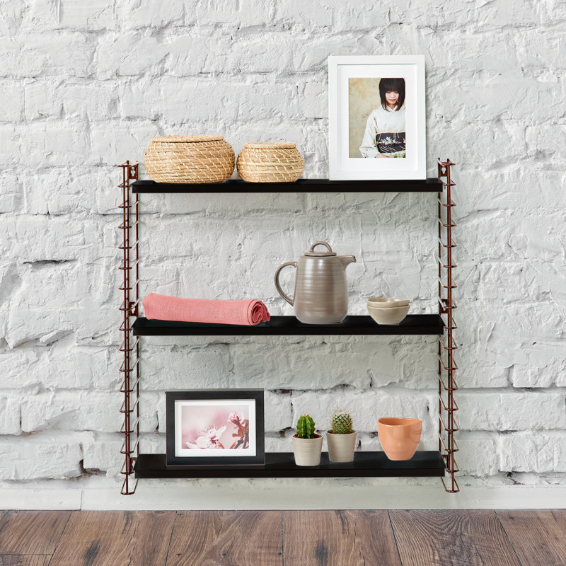 Tomado Wall Shelf With 3 Shelves, Brown / Black