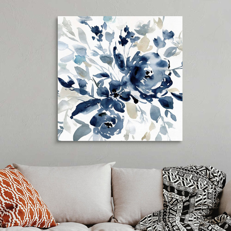 Indigo Garden I - reproduction d'art sur toile, H 36 po x l 36 po x P 1,25 po, Toile tendue
