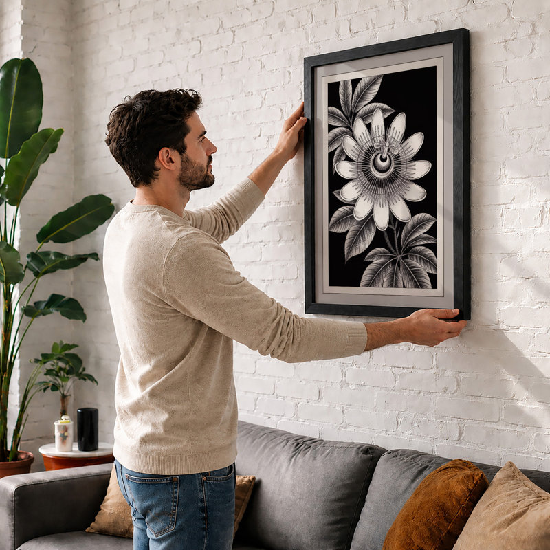 Study In White Botanical - Print, A2 - 59.4 x 42.0 cm, Black