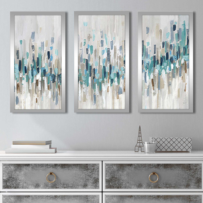 «Blue Staccato», reproduction sur acrylique 3 pièces, H 25,5 po x l 40,5 po x P 1 po