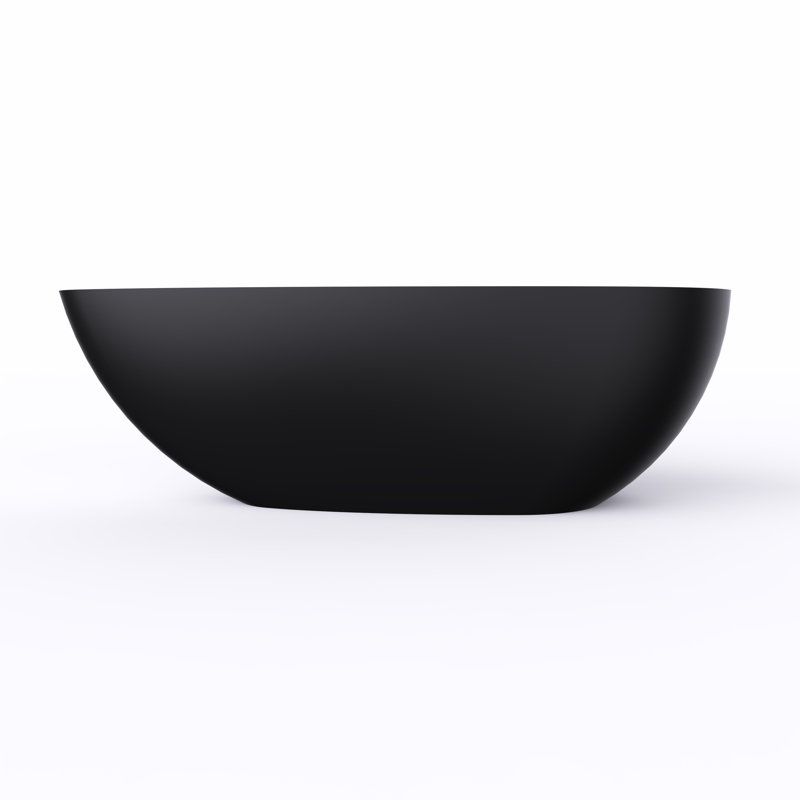 Baignoire de trempage autoportante à surface solide de 66,9 pouces pour salle de bain, Noir mat