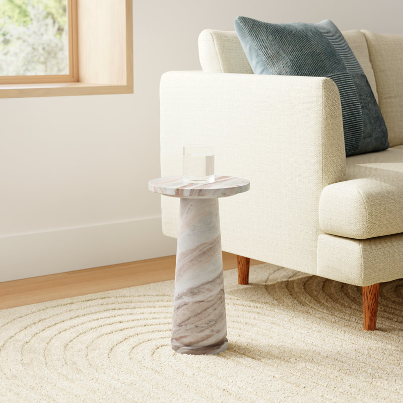 Daktari Marble Top End Table, White Brown
