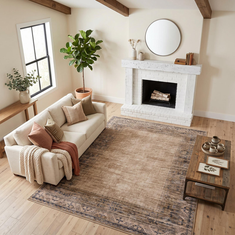 Abstract Indoor Rug, Red Brown, 9*12ft