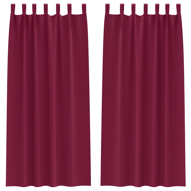 Curtains With Curtains 2 Pcs Polyester, Wine Red, 140cm Width x 260cm Drop