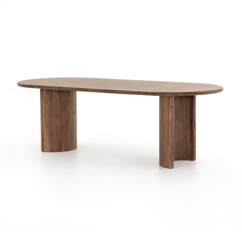 Paden Oval Dining Table, Seasoned Brown Acacia, 30" H x 94" W x 42" D