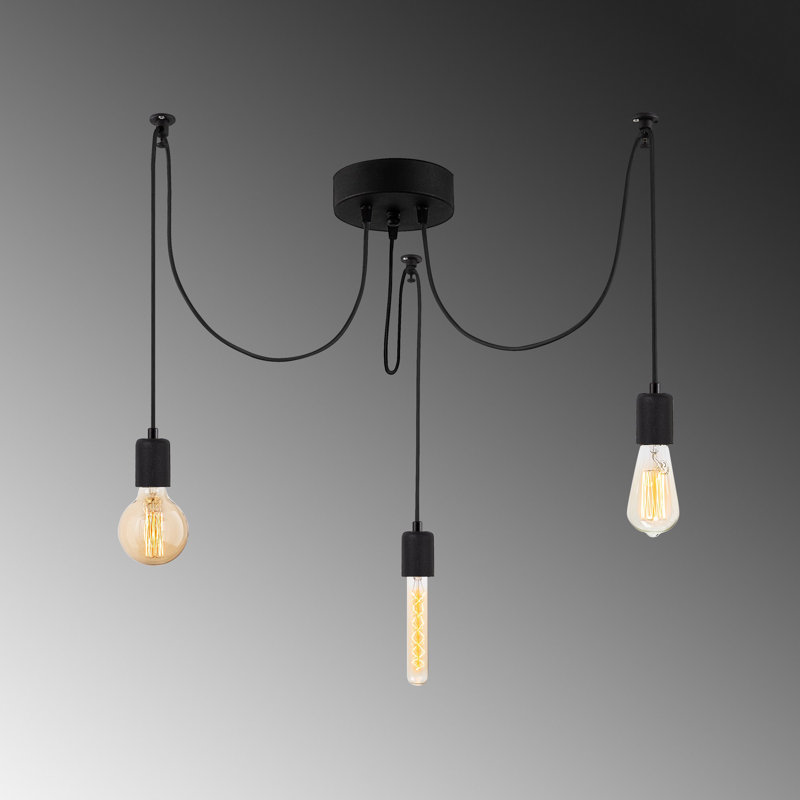 Luminaire suspendu à 3 lumières Faer, Noir