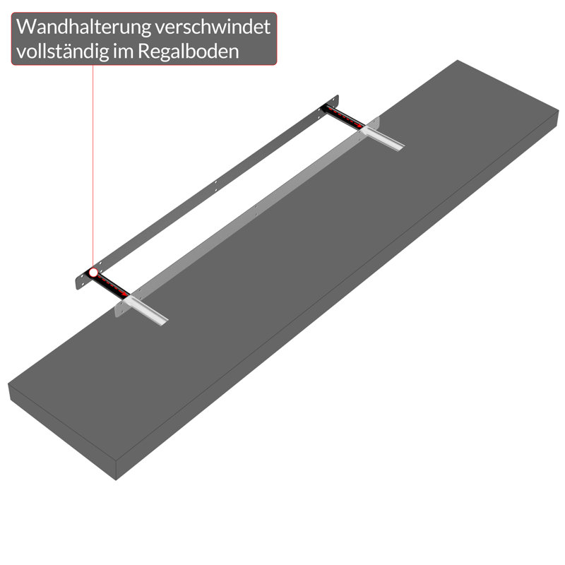 Mehta Floating Shelf, 3.8cm H x 50cm W x 23cm D, Gloss White