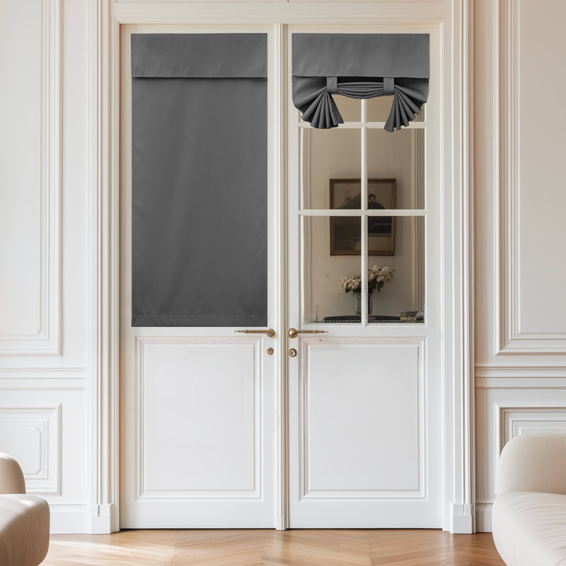  100% Blackout French Door Curtains, Privacy Curtains for Window, Room Darkening Thermal Insulated Door Window Shades for Bedroom, 1 Panel
