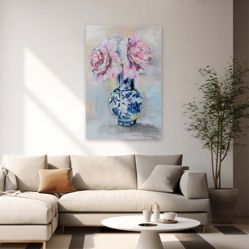 Contemporary and Preppy Peony Play V2, H 60 po x l 40 po