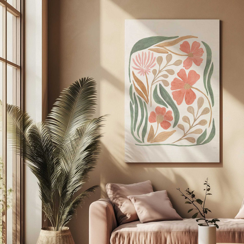 Coral Florals I, toile tendue, H 18 po x l 12 po