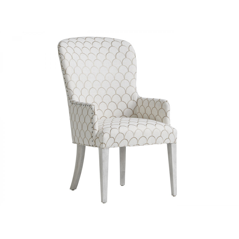 Baxter 24'' White Contemporary Upholstered Arm Chair with Wood Accents