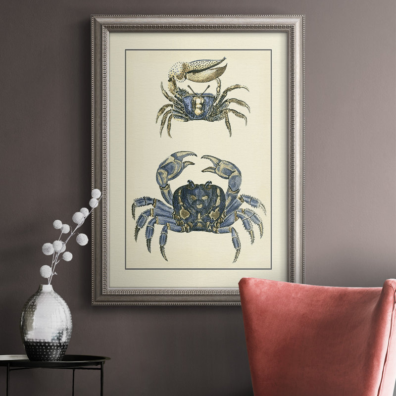 Antique Blue Crabs II - reproduction d'art sur toile encadrée, H 20 po x l 16 po x P 2,5 po