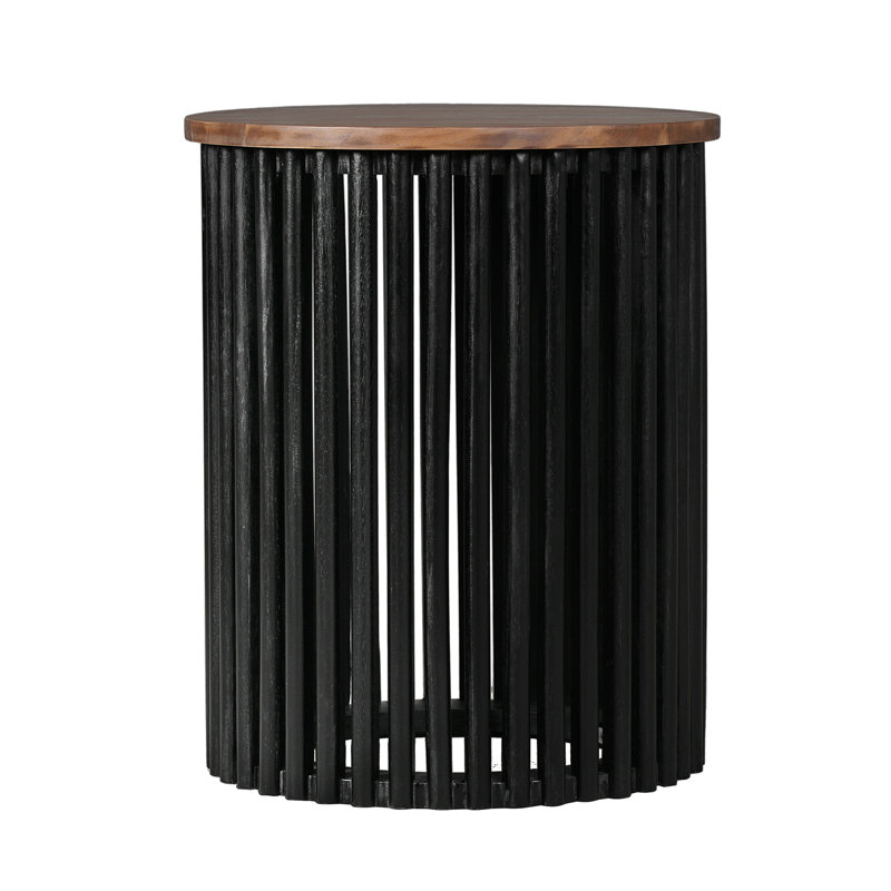 ACACIA SOLID WOOD SIDE TABLE,NATURAL & BLACK COLOR