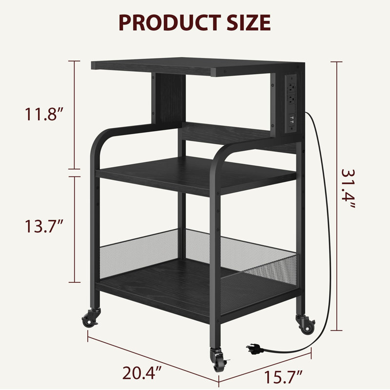31.4'' H x 20.4'' W Printer Stand, Black