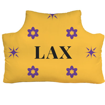 LA Colors Purple White Gold Headboard Pillow Twin 39.5 inch x 29.5 inch